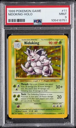 1999 POKEMON GAME #11 NIDOKING-HOLO PSA 9 - Image 1