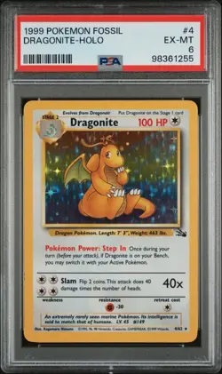 Dragonite #4/62 PSA 6 EX-MINT Holo 1999 Pokemon Fossil Set WoTC English - Image 1