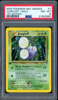 2000 Pokemon 1st Edition Neo Genesis 7/111 Jumpluff Holo PSA NM-MT 8 - Image 1