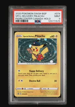 2020 POKEMON SWSH BLACK STAR PROMO #074 SPECIAL DELIVERY PIKACHU-HOLO PSA 9 - Image 1