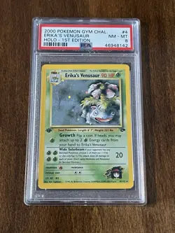 Pokemon Gym Challenge 1st Edition Erika's Venusaur Holo 4/132 PSA 8 - Image 1