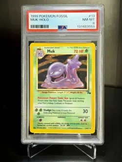 1999 Pokemon Fossil #13 MUK HOLO PSA 8 - Image 1
