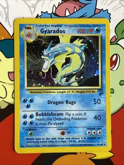 Pokemon Card Gyarados 7/130 Base Set 2 HOLO RARE - MP - Image 1