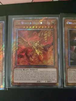 Egyptian God Cards Set Obelisk Slifer Winged Ra YuGiOh RA03 Platinum Secret NM- - Image 3