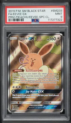 PSA 9 Eevee GX Full Art Black Star Promo 2019 Pokemon Card #SM233 - Image 1