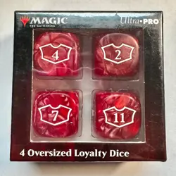 Magic the Gathering 4 Oversized Loyalty Dice Red Tabletop Game Collectors Large - Image 1