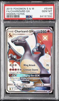 2019 POKEMON SUN & MOON HIDDEN FATES #SV49 FULL ART/CHARIZARD GX PSA 10 - Image 1