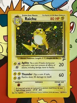 Raichu 16/130 Base Set 2 Holo Rare Pokemon TCG - LP+ Swirl - Image 1