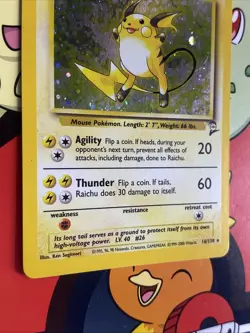 Raichu 16/130 Base Set 2 Holo Rare Pokemon TCG - LP+ Swirl - Image 5