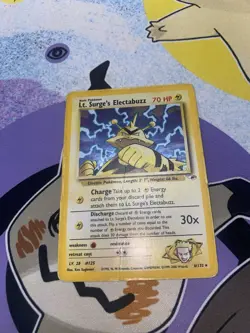 Pokemon TCG Holo Lt. Surge's Electabuzz 6/132 DMG/HP Gym Heroes 2000 English - Image 1