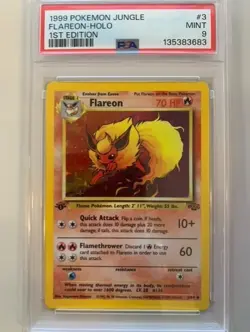 Vintage Pokemon TCG Flareon 1st Edition Holo PSA 9 Jungle 3/64 - Image 1