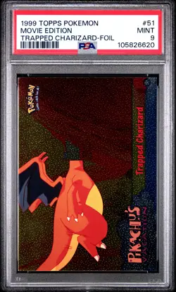 1999 TOPPS POKEMON THE MOVIE EDT TRAPPED CHARIZARD-FOIL #51 MOVIE EDITION PSA 9 - Image 1