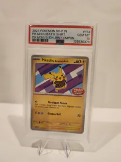 2024 POKEMON INDONESIAN SV-P PROMO #154 PIKACHU IN BATIK SHIRT PSA 10 - Image 1