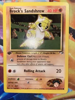 Pokemon Gym Heroes 1st Edition Regular Finish Brock's Sandshrew 71/132 NM OC1089 - Image 2