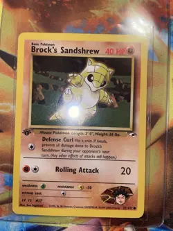 Pokemon Gym Heroes 1st Edition Regular Finish Brock's Sandshrew 71/132 NM OC1089 - Image 4