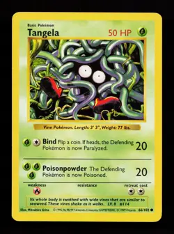 Tangela 66/102 Common Base Set (Shadowless) Pokemon Card - Image 1