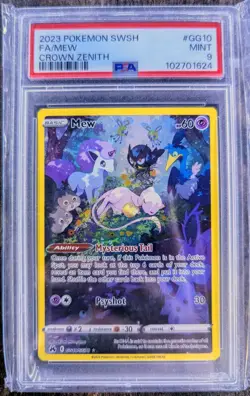 Pokemon TCG Mew GG10/GG70 Crown Zenith: Galarian Gallery Holo Card PSA 9 - Image 1