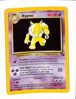 1999 Pokemon {HYPNO} 8/62 Fossil Set Holo Rare Card Vintage NM - Image 1