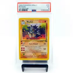1999 RHYDON #46/64 1st Edition PSA 5 Pokemon Game Card - Image 1