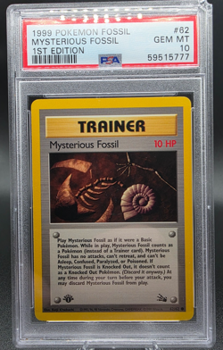 1999 POKEMON FOSSIL 1ST EDITION #62/62 MYSTERIOUS FOSSIL PSA 10 READ DESCRIPTION - Image 1