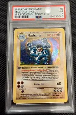 1999 Pokemon Game Machamp-Holo 1st Edition-Shadowless - PSA 7 - Image 1