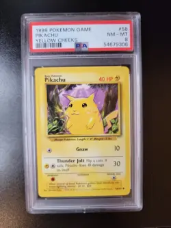Pikachu Base Yellow Cheeks PSA 8 Pokemon WoTC - Image 1