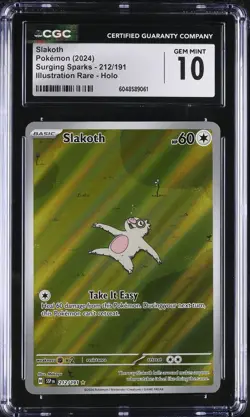 Slakoth #212/191 Illustration Rare CGC 10 2024 Pokemon Surging Sparks - Image 1
