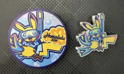 2024 Honolulu Pokemon World Championships Snorkel Pikachu Pin And Coin - Image 1