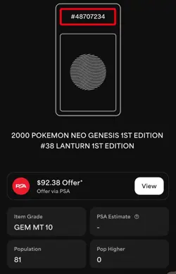 2000 Pokemon Neo Genesis 1st Edition Lanturn #38 PSA 10 GEM MINT - Image 3