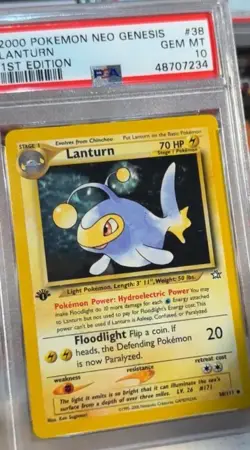 2000 Pokemon Neo Genesis 1st Edition Lanturn #38 PSA 10 GEM MINT - Image 4