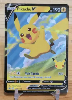 Pikachu V Celebrations Black Star SWSH143 Promo Pokemon 25th Anniversary - Image 1