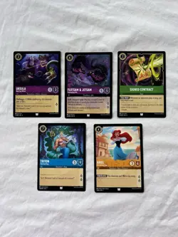 Lorcana 5 Card Lot #9: Little Mermaid Uncommon Ariel Triton Ursula Eels - Image 1