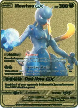 Pokemon tcg - Mewtwo GX - Gold Metal-Collectible Display Card Christmas Gift - Image 1