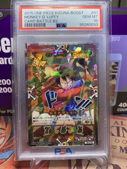 PSA 10 ONE PIECE Kizuna Boost Card Battle Monkey D. Luffy B2-01 GR - Image 1