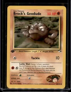 Brock's Geodude 38/132 1st Edition Pokemon Card Gym Heroes Uncommon WOTC NM - Image 1