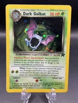 Dark Golbat - 7/82 - Pokemon Team Rocket Unlimited Holo Rare Card SWIRL LP Card - Image 1