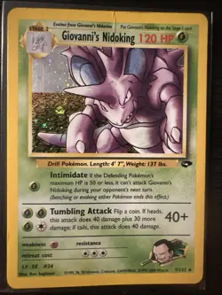 Pokemon TCG Rare Giovanni's Nidoking Gym Challenge Holo Card 7/132 MP - Image 1