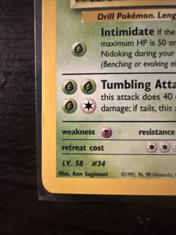 Pokemon TCG Rare Giovanni's Nidoking Gym Challenge Holo Card 7/132 MP - Image 3