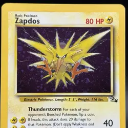 Zapdos Holo Rare Fossil Unlimited 15/62 Pokemon TCG WOTC Vintage LP ? - Image 2