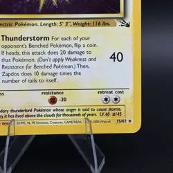 Zapdos Holo Rare Fossil Unlimited 15/62 Pokemon TCG WOTC Vintage LP ? - Image 5