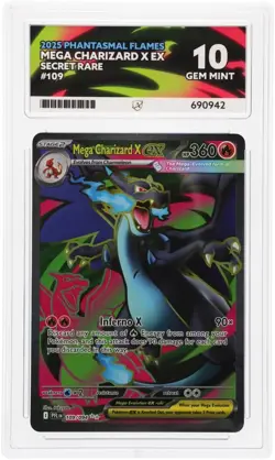 ACE Perfect 10 Mega Charizard X ex 109/094 Ultra Rare Phantasmal Flames Pokemon - Image 1