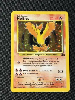 1999 Pokemon WOTC: Moltres Holo Rare 12/62 - Fossil - Unlimited Lightly Played - Image 1