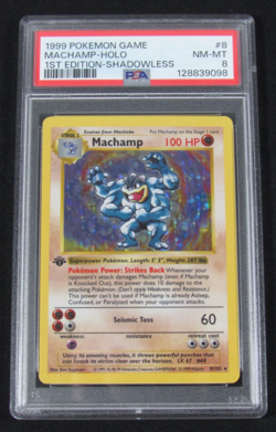 1999 Pokemon Game MACHAMP HOLO 1st Edition Shadowless 8/102 PSA 8 NM-MT - Image 1