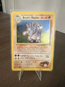 Pokemon TCG Brock's Rhydon Gym Heroes 2/132 Holo Unlimited Rare - VERY LP - Image 1