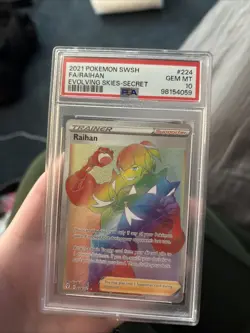 PSA 10 MINT Raihan 224/203 Evolving Skies Secret Rare Trainer Holo Pokemon 2021 - Image 1