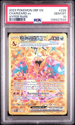 2023 POKEMON OBF EN-OBSIDIAN FLAMES HYPER RARE #228 CHARIZARD EX PSA 10 - Image 1