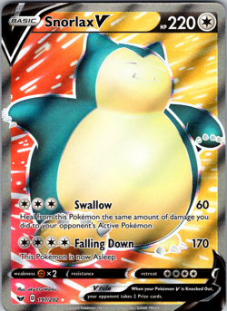 Snorlax V 197/202 SWSH01: Sword & Shield Base Set Ultra Rare - NM - Image 1