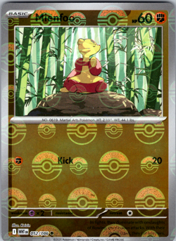 Mienfoo Pokeball Pattern 052/086 SV: White Flare Common - NM - Image 1