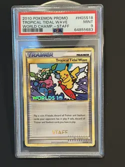 Pokemon 2010 Tropical Tidal Wave Stamped STAFF Worlds Promo PSA 9 MINT - Image 1