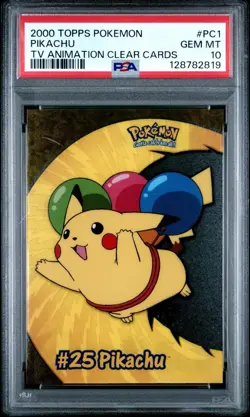 2000 Topps Pokemon TV Animation Clear Cards #PC1 Pikachu PSA GEM MINT 10 - Image 1